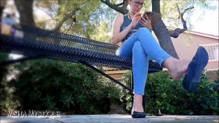 adult video clip 12 Misha Mystique - College Girl on Bench Dangling Flats, long toes foot fetish on feet porn -2