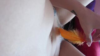 cuteblonde666 Feather teasing my hairy pussy - Tease & Denial-7