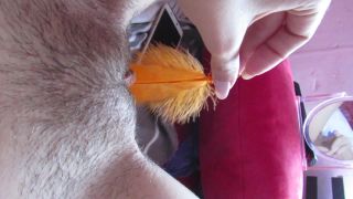 cuteblonde666 Feather teasing my hairy pussy - Tease & Denial-8