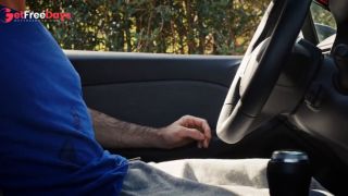 Public DICK FLASH in Car Gorgeous Stranger GIRL CAUGHT me jerking off in public and helped me-9