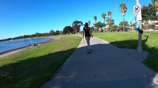 Shy Goth Exhibitionist Learning To Longboard Video-2