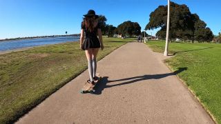 Shy Goth Exhibitionist Learning To Longboard Video-6